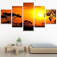 SIGNWIN 5 Panel Canvas Wall Art Modern Art Coastal Colorful Multicolor Photography Romantics Sunset for Home Decorations Ready to Hang - 60