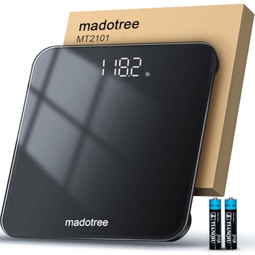 Bathroom Scales Digital Weight, MADOTREE High Precision 400lb/180kg Weight Scale, Automatic Weighing Scale for Body Weight, Baby, Pet, Larger LED, Step-On, Sturdy and Durable Base Machine