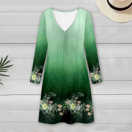Robe décontractée à manches longues robe imprimée fluide chic - 3