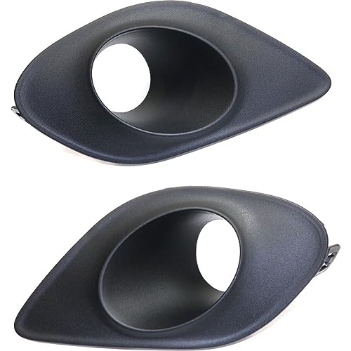 Image of Set of 2 Front Driver and Passenger Side Bumper Fog Light Bezel Black Textured For 2015 16 17 18 19 20 21 22 2023 Dodge Charger Scat Pack SRT392 Hellcat Model 68280429AA 68280428AA CH1038171 CH1039171