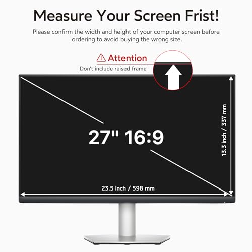 Image of BERSEM Removable Computer Privacy Film 27 Inch for 16:9 Monitor, Anti Glare, Blue Light Filter, Anti-Spy, Anti-Scratch