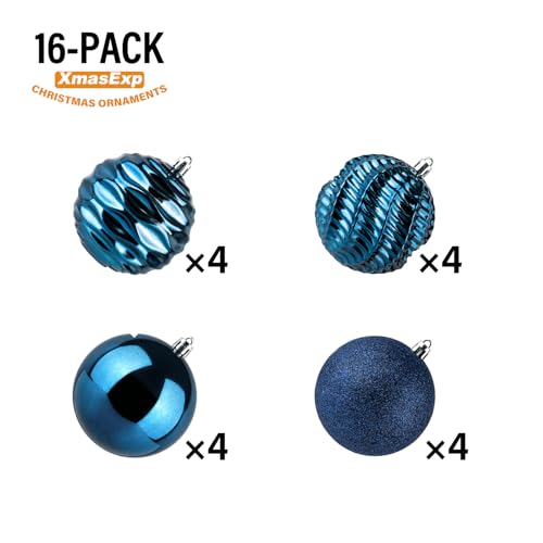 image for XmasExp 16ct Christmas Balls Ornaments - Shatterproof Large Hanging Ba