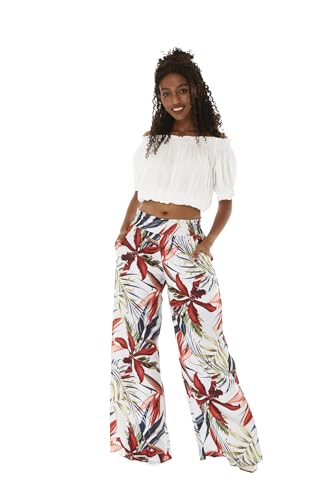 Lady High Waist Wide Leg Pants in Garden at Dawn