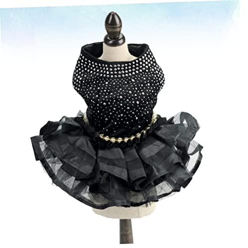 NUSITOU Vestido De Flor De Renda Vestido Tutu Para Meninas De Halloween Vestido De Suéter Preto Roup