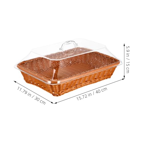 Cesta de ratán multiusos con tapa acrílica resistente para pan 3