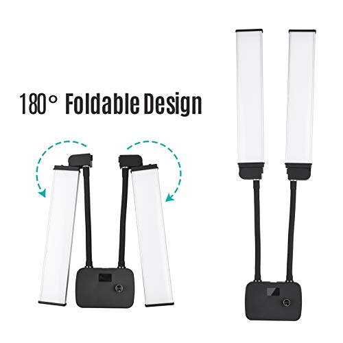Luz LED de doble brazo Andoer regulable con soporte para teléfono 7
