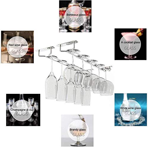 DZHJKIO Stemware Rack,Wire Hanging Rack,Under Cabinet Wine Glass Rack,Stainless Steel Chrome Finish-Wine Glass Hanging Rack 2 Pack 14 Inch