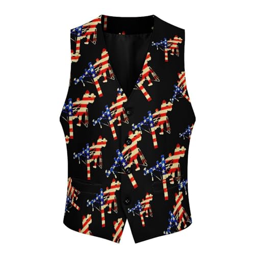Lineman U.S. Flag Trendy Vest Suit for Men V Neck Formal Dress Waistcoat Vests Business Slim Fit3