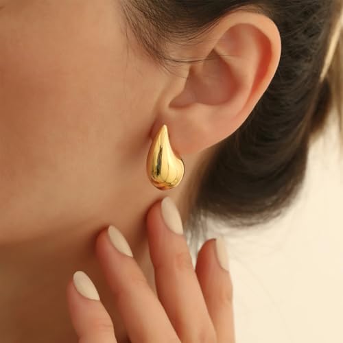 Gold Hoop Earrings for Women Trendy, Thick Twisted Gold Earrings Lightweight, Chunky Hoop Earring Set Jewelry for Gifts2