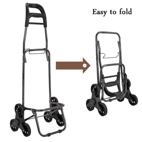 Einkaufswagen, Trolley 6 Räder Treppensteigen Tasche Abnehmbare 45L Große(Black)