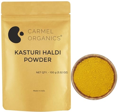 Image of CARMEL ORGANICS Kasturi Haldi /Wild Turmeric Root Powder 100gm | No Added Preservatives | Kasturi Manjal Powder For Your Skin Care | Poolankilangu | Curcuma Aromatica