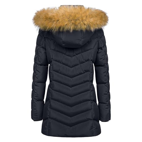 Generisch steppjacke damen leicht Winterjacke Lang Warm Daunenjacke Puffer Jacke Steppjacke mit Kapuze Gepolsterte Daunenmante Langärmelige Steppmantel Dicke Parka Thermal Mantel mantel damen