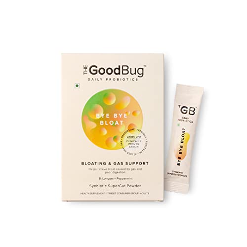 The Good Bug Bye Bye Bloat Supergut Powder For Gut Health & Strong Digestion | Pre & Probiotic Supplement | Helps With Bloating, Gas & Heartburn | 2.5 Billion Cfu Of Clinically Proven | 15 Days Pack
