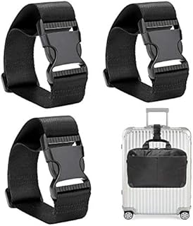 Luggage Straps Suitcase Belts, Uooker 3Pcs Adjustable Black Travel Packing Belt with Quick Release Buckle Utility Straps for Travel Packing Outdoorsports