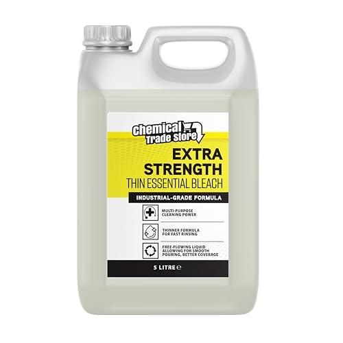 Chemical Trade Store - Thin Essential Bleach 5L - All Purpose Liquid Bleach for Household Surfaces Kitchens & Bathrooms - Fast-Rinsing Free-Flowing Cleaning Solution