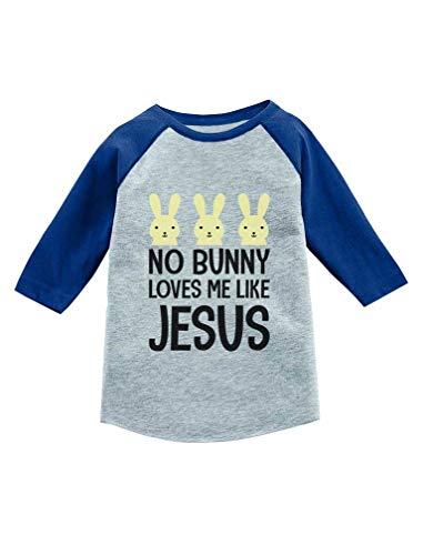 Tstars No Bunny Loves Me Like Jesus Funny Easter Raglan 3/4 Sleeve T-Shirt for Toddler & Kids