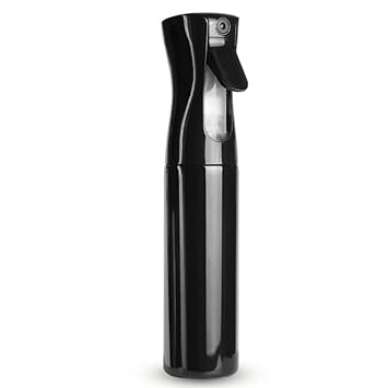 Continuous Hair Spray Bottle, 10oz/300ml, Ultra Fine Mist for Hairstyling, Skin Care, Plants, Cleaning, Tanning, Misting, Propellant Free, BPA Free, Black