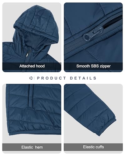 Outdoor Ventures Leichte Steppjacke Herren Übergangsjacke Packbare Puffer Jacke Winterjacke für Männer Zum Ski Wandern Reisen Navy Blau L
