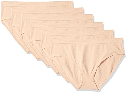 Balanced Tech Women's Classic Seamless Hipster Brief Bikini Panties 6-Pack, Nude, Large