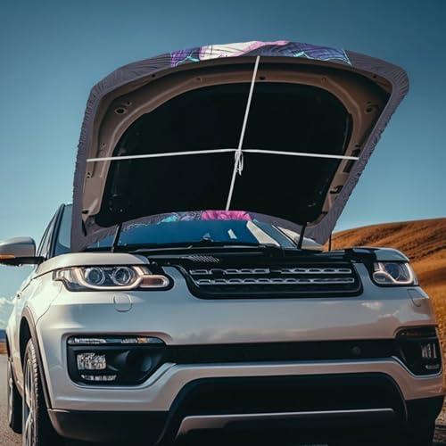 Image of Car Hood Cover for Leaves, Car Bonnet Banner, Universal Fit, Skull Butterfly Rose Waterproof Automotive Hood Covers