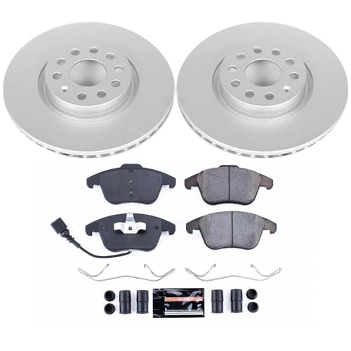 Image of PowerStop Front Brake Kit for Audi Q3 2015-18 |Q3 Quattro 2015-18 |Volkswagen Passat 2012-20 |Tiguan 2009-17 - Fully-Coated Disc Rotors with Z23 Carbon-Fiber Ceramic Brake Pads Upgrade, CRK2963