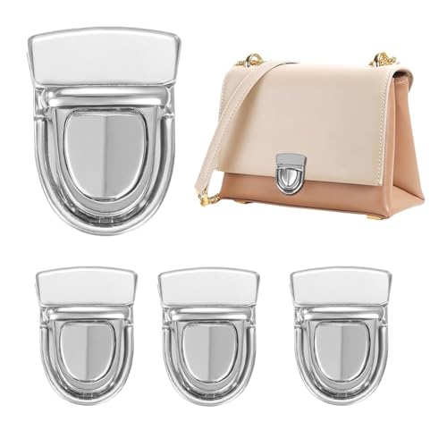 PLABBDPL 4x Fermoir Sac a Main, Attache Sac,Fermoir Cartable, Fermoirs de Sacs Purse Lock, Attache Cartable Fermoir, Tuck Lock, Attache Cartable, pour Sac à Bandoulière Fermoir Serrure Fermoir, Argent