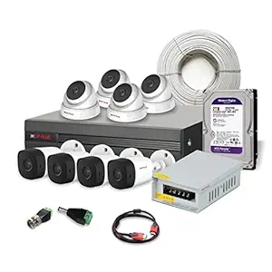 CP PLUS 5MP Night Vision Dome Camera (4 Pcs), 5MP Night Vision Outdoor Bullet Cameras (4 pcs), 8CH DVR Without HD, 8CH Power Supply, 90MT Co-axial Cable, 2TB Hard Disk, HDMI Cable, BNC & DC