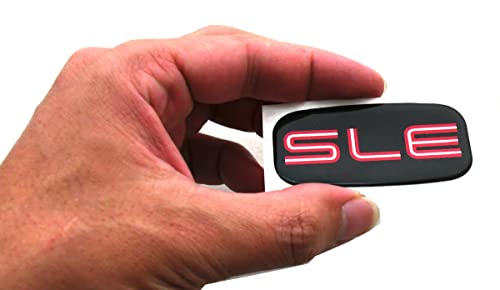 Image of 2Pcs SLE Cab Emblems 3D Badge Logo Roof Pillar Replacement for 99-07 Silverado Tahoe Suburban 15036134 Pickup Truck SUV (Black Red)
