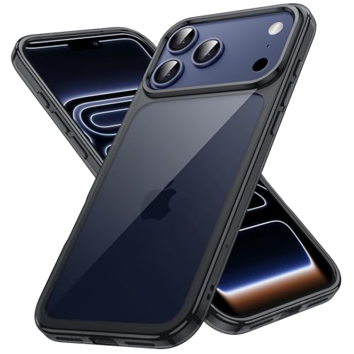 Image of JETech Case for iPhone 17 Pro Max 6.9-Inch, Non-Yellowing Shockproof Phone Bumper Cover, Anti-Scratch Clear Back (Black)