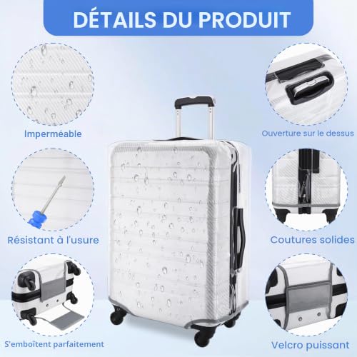 JIZZU 30 Pouce Grande Housse Valise, Transparente en PVC Imperméable – vue 3
