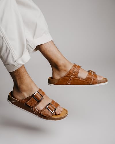 Mexico en la Piel Men's Handmade Leather Huarache Sandals - Flats, Double Buckle Adjustable Closure, Open-Toe Design, EVA Sole, Casual and Comfortable Shoes for Daily Wear4