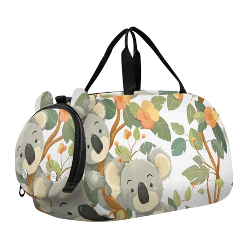 Duffle Bag Kids Gym Bag with Shoes Compartment & Wet Separation Overnight Travel Duffel Bag Tree Koala for Girl Boy