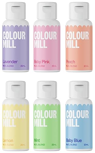 Image of Colour Mill Oil Blend Food Coloring, Pastel Pack (Easter Set) - 20 Milliliters Each of 6 Colors: Baby Blue, Baby Pink, Lavender, Lemon, Mint & Peach