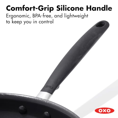 Image of OXO 14 inch Non-Stick Every Day Frying Pan with Helper Handle, PFAS-Free Ceramic Nonstick, BPA-Free Silicone Handle, Dishwasher & Oven Safe, Black