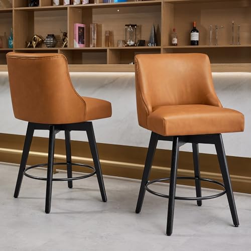 Image of 26 inch Counter Height Swivel Bar Stools, Set of 2, Brown