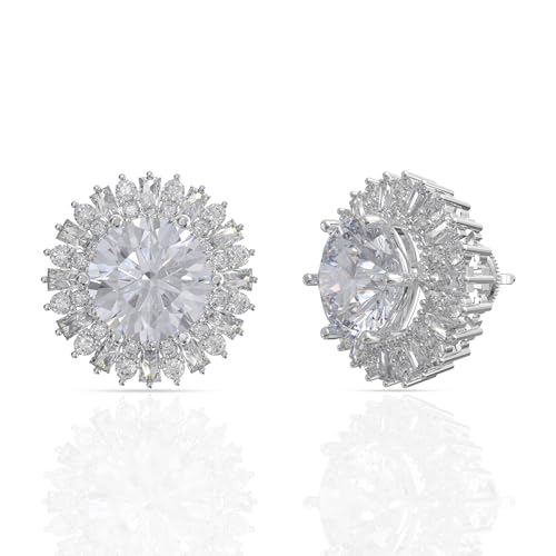 Image of 925 Sterling Silver Stud Earrings for Women | Cubic Zirconia Solitaire Ear Studs | Lightweight Hypoallergenic Anti-Tarnish Daily Wear Jewellery | Gift for Girls, Wife, Girlfriend, Mother, Sister | Birthday, Anniversary, Rakhi