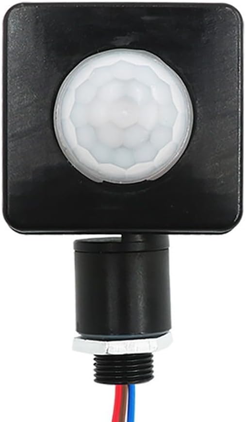 PIR Motion Sensor Switch for Outdoor Light, 180 Degree Range with Adjustable Induction Distance and Light Intensity, Plastic Security Detector Switch Compatible with Day and Night Operation(Black)