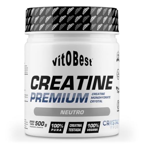 VITOBEST | Creatine Premium (Cr-ystalPure®) | Energía celular para músculo y cerebro | Apoyo al rendimiento físico y a la función cognitiva | Sabor Neutro - 500 g