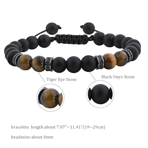Tigers Eye Bracelet Black Matte Stone Bracelet Friendship Bracelet Beaded Bracelets for Men Bracelet Black Bracelet Valentines Gifts for Him - Image 5