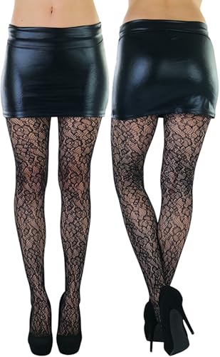 Image of ToBeInStyle Women's Elegant Floral Lace Inspired Spandex Net Full Length Tights