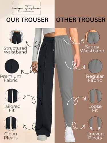 Image of Leriya Fashion Trousers for Woman | Womens High Rise High Waist Flared Korean Style |Joggers for Woman's| Track Pants for Women's Elegant for College & Events (Available in Plus Size)
