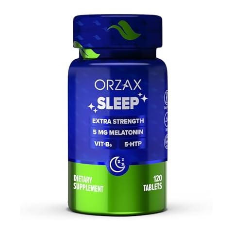 ORZAX Sleep - Melatonin 5 mg, Vitamin B6 & 5-HTP Supplement - Restful Sleep Vitamins for Adults (120 Tablets) Cover