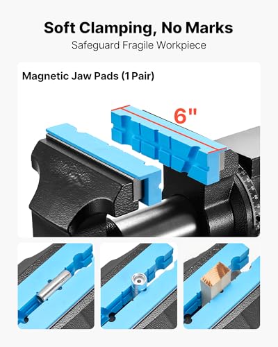 Image of VEVOR Heavy Duty Bench Vise, 5.5 inch Jaw Width, Double Swivel Rotating Multi-Purpose Bench Vise, with 360 Locking Swivel Base and Head, 2.76 inch Throat Depth, 5 inch Max Jaw Opening, for Drilling Pipe Cutting