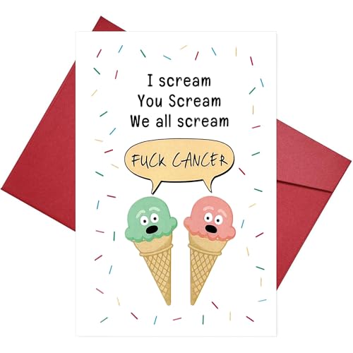 Funny Get Well Soon Card for Cancer Patient - F*ck Cancer Theme Chemo Gift Support - Rude Greeting Cards for Women Men Friend Thinking of You - Humorous Recovery Keepsake,13x13cm