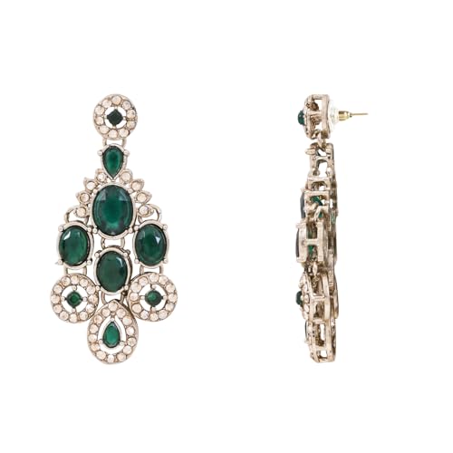 Image of I Jewels Traditional Teardrop Design & Stone Necklace Jewellery With Earrings & Maang Tikka Set for Women (IJ414)