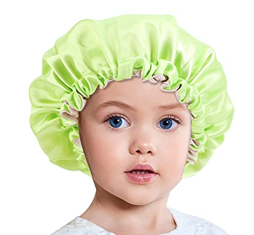 Double Layer Silk Sleep Cap For Baby Stain Bonnet For Kids Adjustable Shower Cap Toddler Teens Child