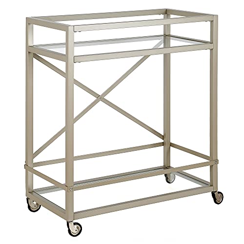 Image of Wilson 30'' Wide Rectangular Bar Cart in Satin Nickel