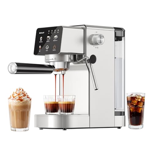 LLIVEKIT Machine à Café Expresso 20 Bars, Mousseur à Lait Intégré, Extraction Chaude & Froide, Double Mode Capsules/Poudre, Réservoir 1,2L, Écran...
