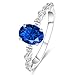 BONLAVIEGEM Created Sapphire Rings for Women Oval-Cut Sapphire Engagement Ring for Women White Gold Plated Blue Ring for Women Wedding Promise Ring Size 8