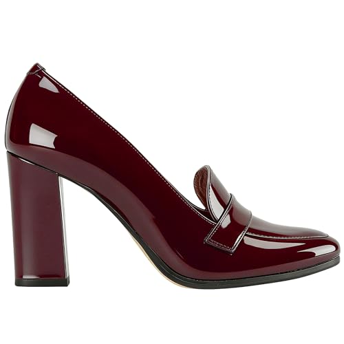 Image of MOOMMO Women Chunky Block Heel Pumps Closed Round Toe Slip On Oxford Loafers Shoes High Heels Snakeskin Work Pump Suede Loafer for Office Ladies Classic Formal Business Professional Fall 4-13 M US